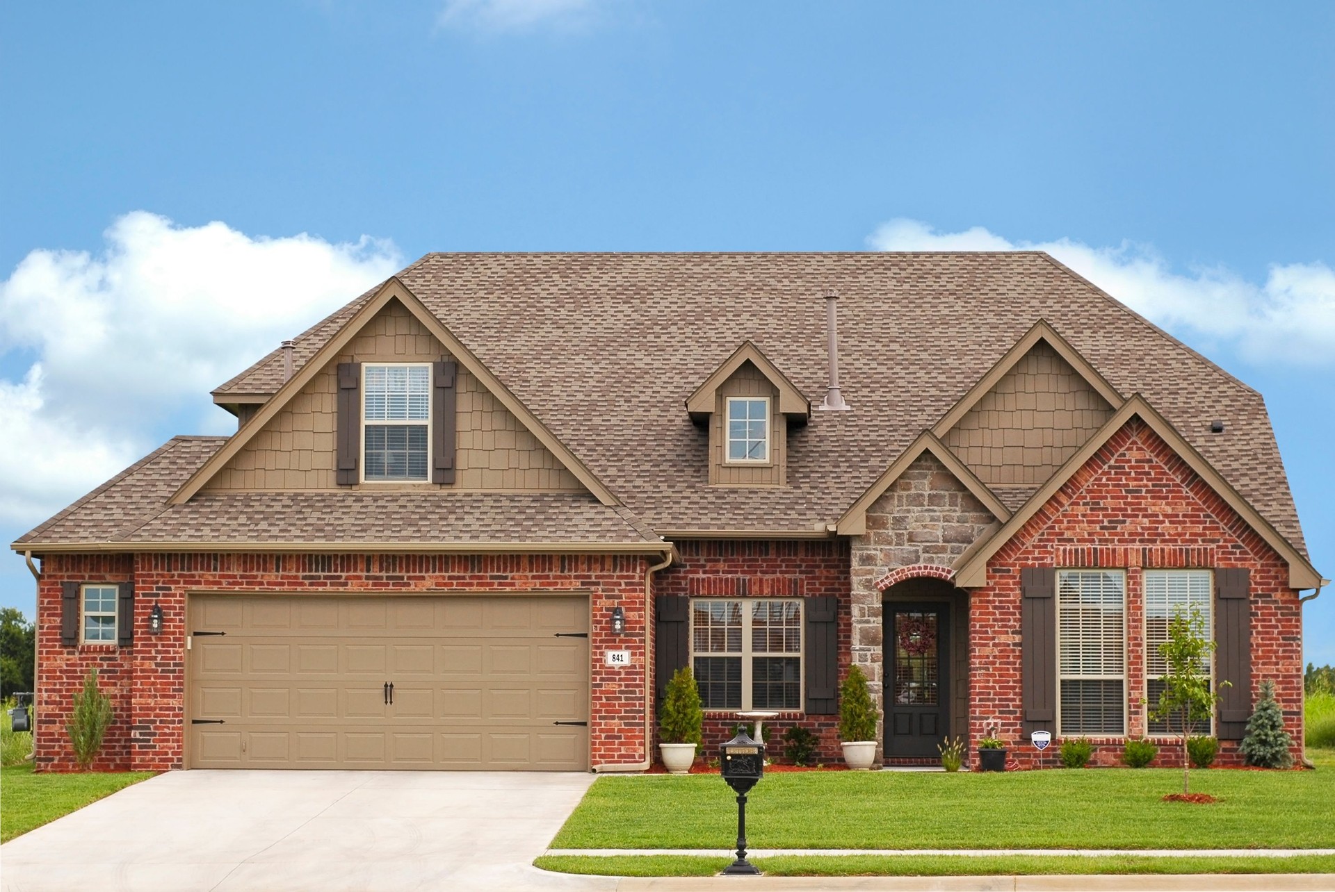 Luxurious brick home in expensive neighborhood